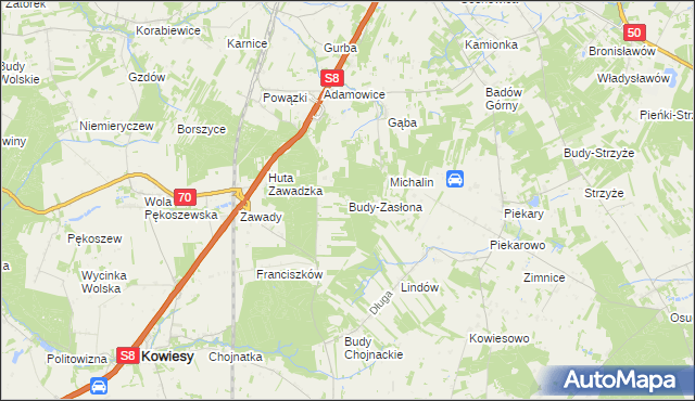 mapa Budy-Zasłona, Budy-Zasłona na mapie Targeo