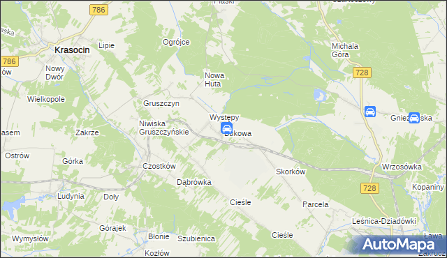 mapa Bukowa gmina Krasocin, Bukowa gmina Krasocin na mapie Targeo