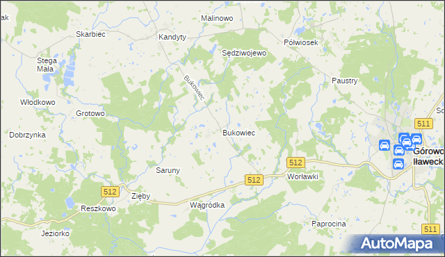 mapa Bukowiec gmina Górowo Iławeckie, Bukowiec gmina Górowo Iławeckie na mapie Targeo