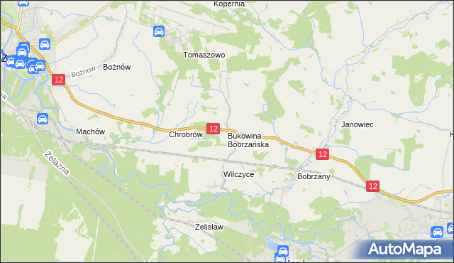 mapa Bukowina Bobrzańska, Bukowina Bobrzańska na mapie Targeo