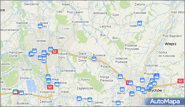 mapa Bulowice, Bulowice na mapie Targeo