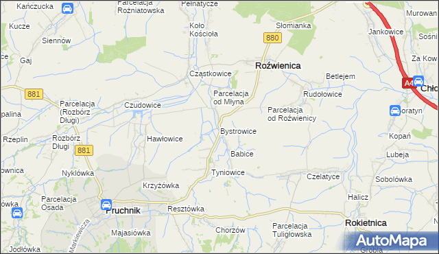 mapa Bystrowice, Bystrowice na mapie Targeo