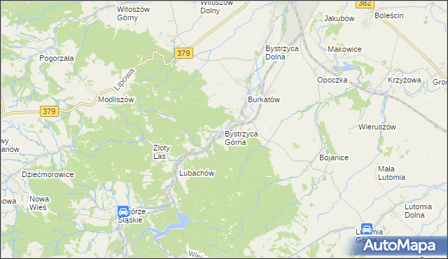 mapa Bystrzyca Górna, Bystrzyca Górna na mapie Targeo