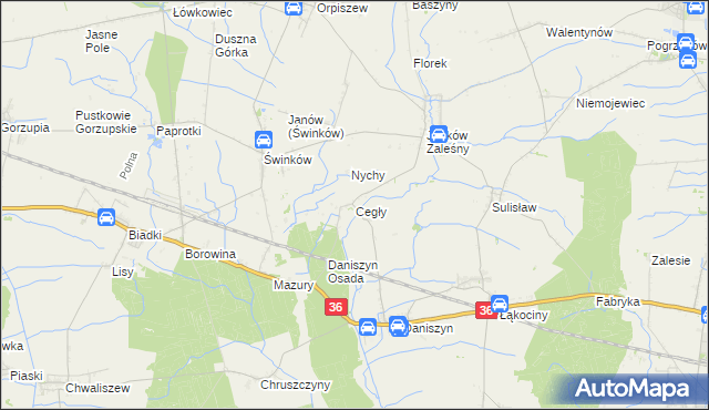 mapa Cegły, Cegły na mapie Targeo