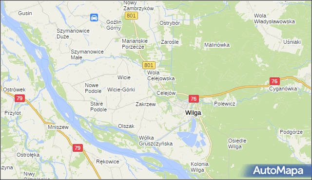 mapa Celejów gmina Wilga, Celejów gmina Wilga na mapie Targeo