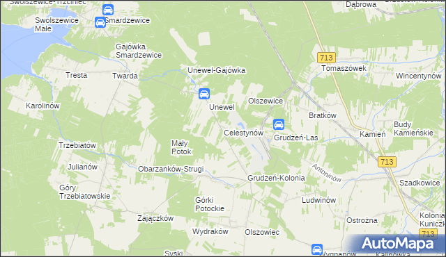 mapa Celestynów gmina Sławno, Celestynów gmina Sławno na mapie Targeo