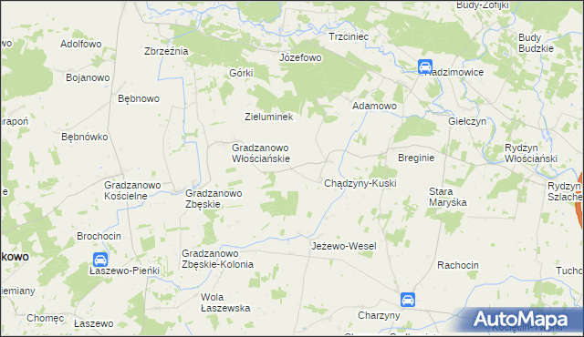 mapa Chądzyny-Krusze, Chądzyny-Krusze na mapie Targeo