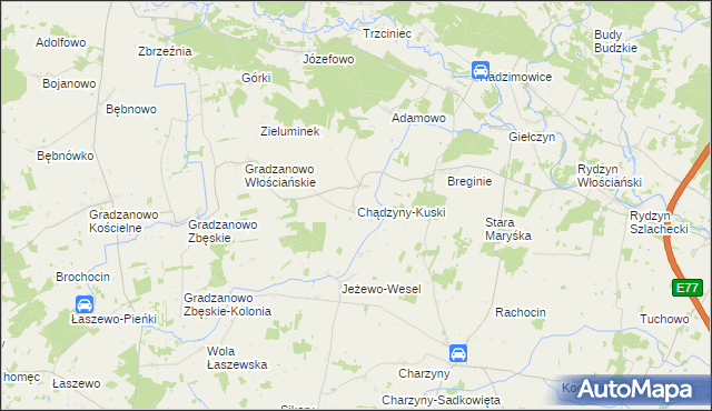 mapa Chądzyny-Kuski, Chądzyny-Kuski na mapie Targeo