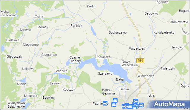 mapa Chałupska gmina Mogilno, Chałupska gmina Mogilno na mapie Targeo