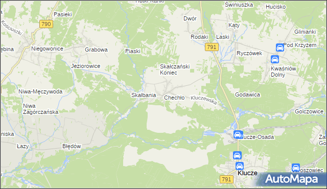 mapa Chechło gmina Klucze, Chechło gmina Klucze na mapie Targeo