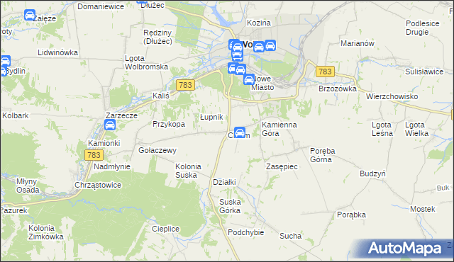 mapa Chełm gmina Wolbrom, Chełm gmina Wolbrom na mapie Targeo