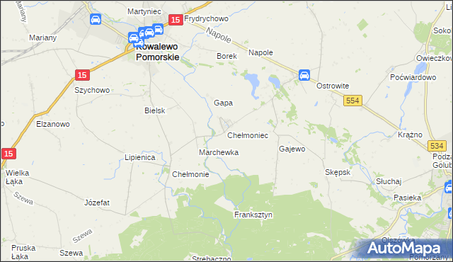 mapa Chełmoniec, Chełmoniec na mapie Targeo