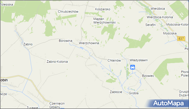 mapa Chłaniów-Kolonia, Chłaniów-Kolonia na mapie Targeo