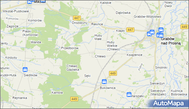 mapa Chlewo gmina Grabów nad Prosną, Chlewo gmina Grabów nad Prosną na mapie Targeo