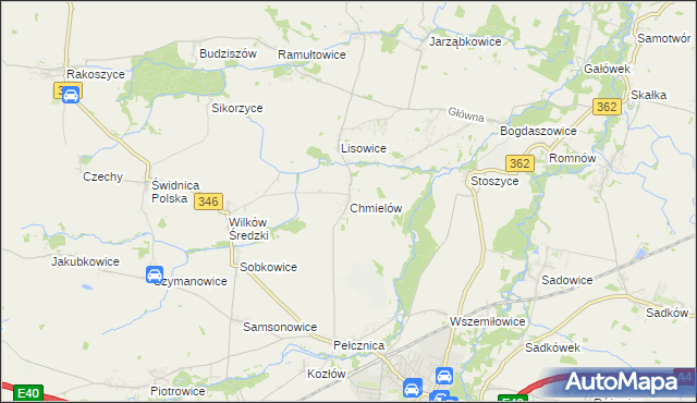mapa Chmielów gmina Kostomłoty, Chmielów gmina Kostomłoty na mapie Targeo