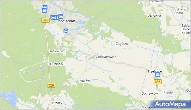 mapa Chocianowiec, Chocianowiec na mapie Targeo