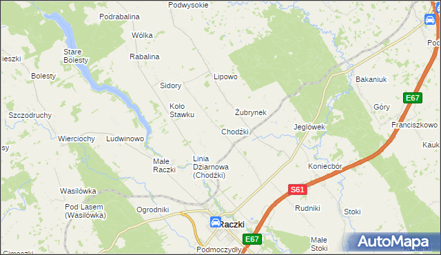 mapa Chodźki, Chodźki na mapie Targeo