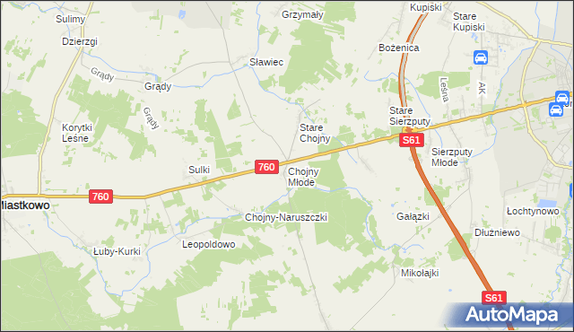 mapa Chojny Młode, Chojny Młode na mapie Targeo