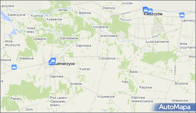 mapa Chorzenice gmina Sulmierzyce, Chorzenice gmina Sulmierzyce na mapie Targeo