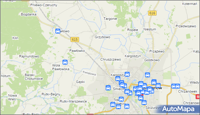 mapa Chruszczewo, Chruszczewo na mapie Targeo