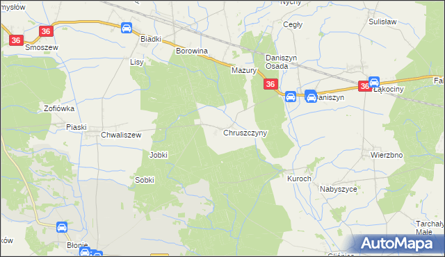 mapa Chruszczyny, Chruszczyny na mapie Targeo