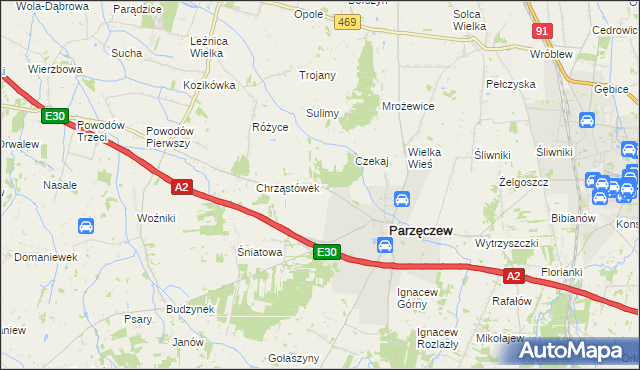 mapa Chrząstów Wielki, Chrząstów Wielki na mapie Targeo