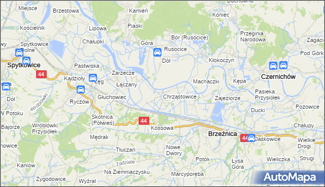 mapa Chrząstowice gmina Brzeźnica, Chrząstowice gmina Brzeźnica na mapie Targeo