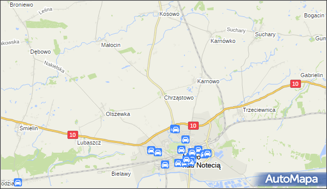 mapa Chrząstowo gmina Nakło nad Notecią, Chrząstowo gmina Nakło nad Notecią na mapie Targeo