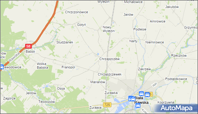 mapa Chrząszczew, Chrząszczew na mapie Targeo