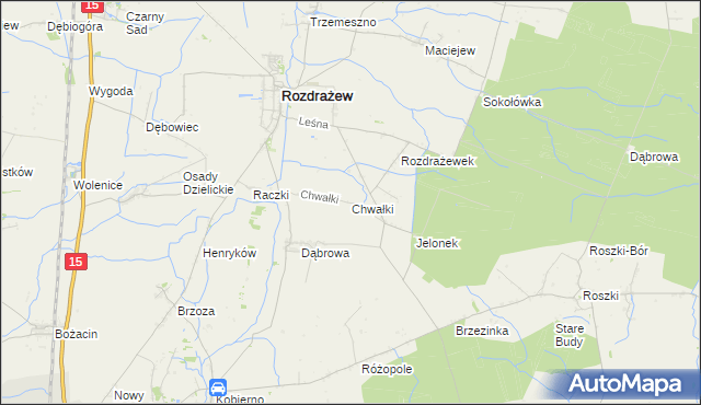 mapa Chwałki gmina Rozdrażew, Chwałki gmina Rozdrażew na mapie Targeo