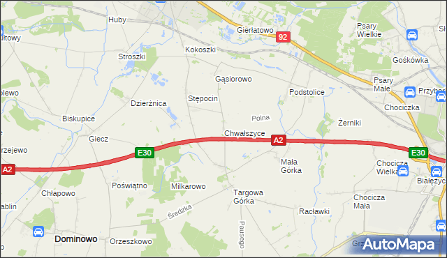 mapa Chwałszyce, Chwałszyce na mapie Targeo
