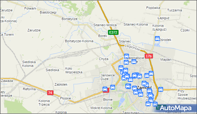 mapa Chyża, Chyża na mapie Targeo