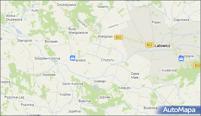 mapa Chyżyny, Chyżyny na mapie Targeo