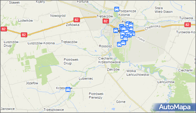 mapa Ciechanki Krzesimowskie, Ciechanki Krzesimowskie na mapie Targeo