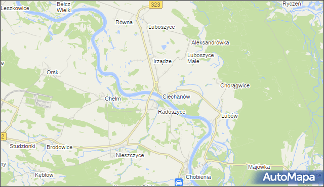 mapa Ciechanów gmina Jemielno, Ciechanów gmina Jemielno na mapie Targeo