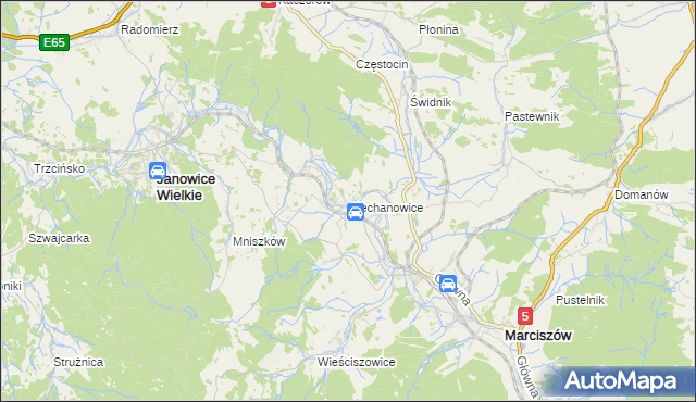 mapa Ciechanowice, Ciechanowice na mapie Targeo