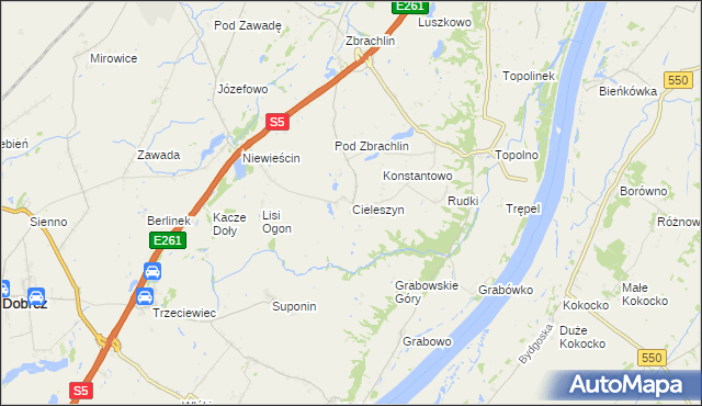 mapa Cieleszyn, Cieleszyn na mapie Targeo