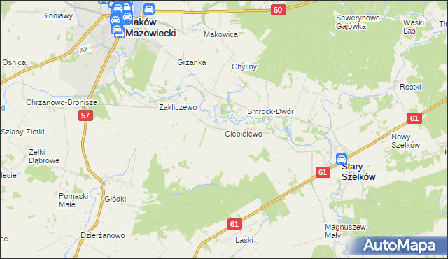 mapa Ciepielewo, Ciepielewo na mapie Targeo