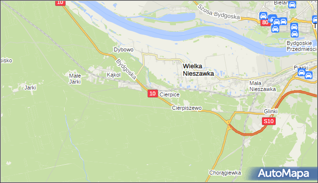 mapa Cierpice gmina Wielka Nieszawka, Cierpice gmina Wielka Nieszawka na mapie Targeo