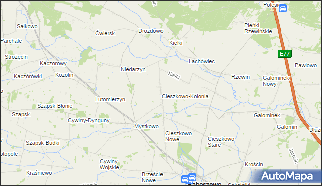 mapa Cieszkowo-Kolonia, Cieszkowo-Kolonia na mapie Targeo