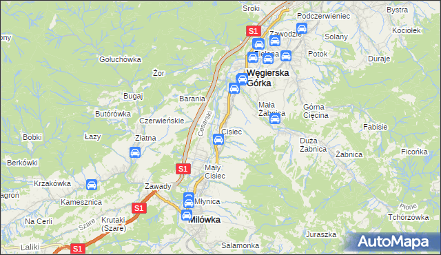 mapa Cisiec, Cisiec na mapie Targeo