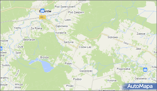 mapa Cisów-Las, Cisów-Las na mapie Targeo