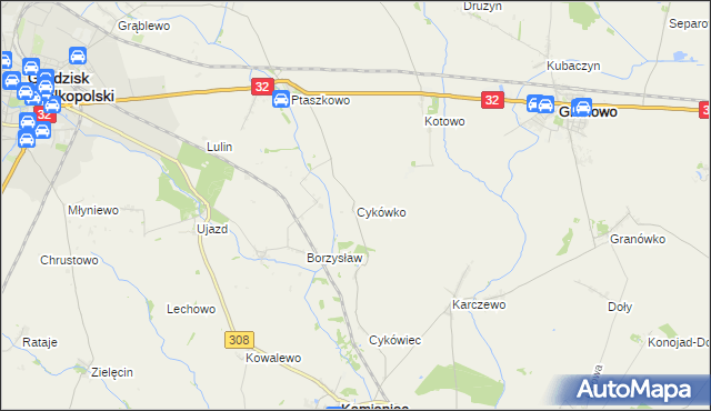 mapa Cykówko, Cykówko na mapie Targeo