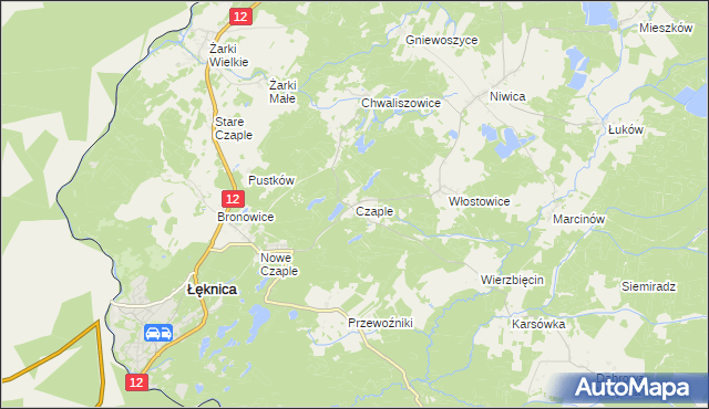 mapa Czaple gmina Trzebiel, Czaple gmina Trzebiel na mapie Targeo