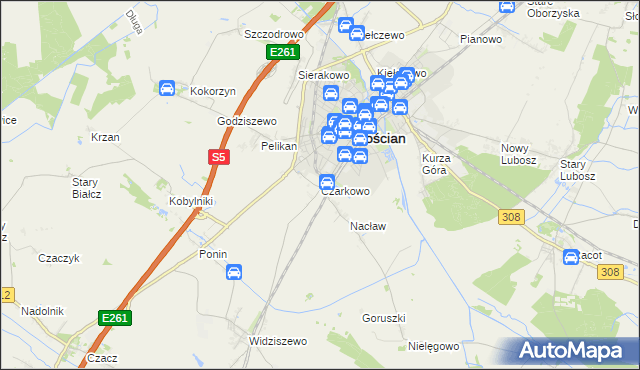 mapa Czarkowo gmina Kościan, Czarkowo gmina Kościan na mapie Targeo