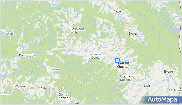 mapa Czarna Dolna, Czarna Dolna na mapie Targeo