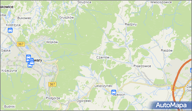 mapa Czarnów gmina Kamienna Góra, Czarnów gmina Kamienna Góra na mapie Targeo