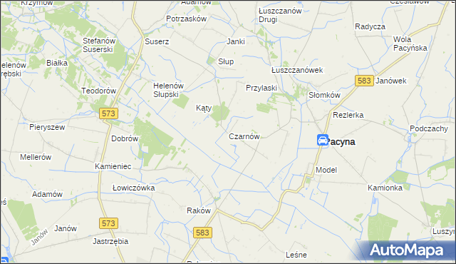 mapa Czarnów gmina Pacyna, Czarnów gmina Pacyna na mapie Targeo