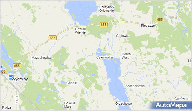 mapa Czarnówka gmina Wydminy, Czarnówka gmina Wydminy na mapie Targeo