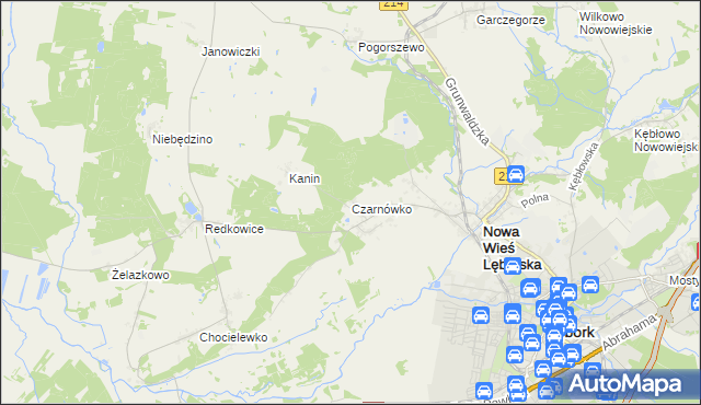 mapa Czarnówko gmina Nowa Wieś Lęborska, Czarnówko gmina Nowa Wieś Lęborska na mapie Targeo